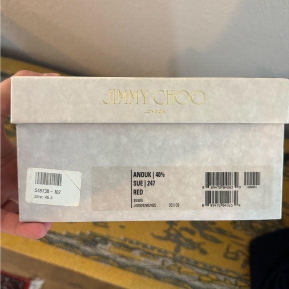 NWT Jimmy Choo Anouk Red Suede Stiletto Pointed Heel Pumps - Picture 7 of 8